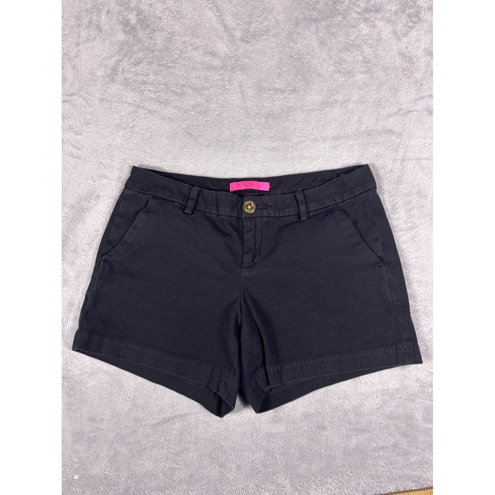 Lilly Pulitzer Callahan Shorts Womens 4 Black Textured Stretch Chino 5 Inseam